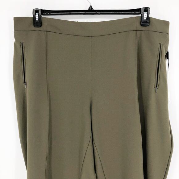 CALVIN KLEIN Women Trousers 22W Green Mid-Rise Pull-On Slim Straight Pants NWT - Picture 5 of 13